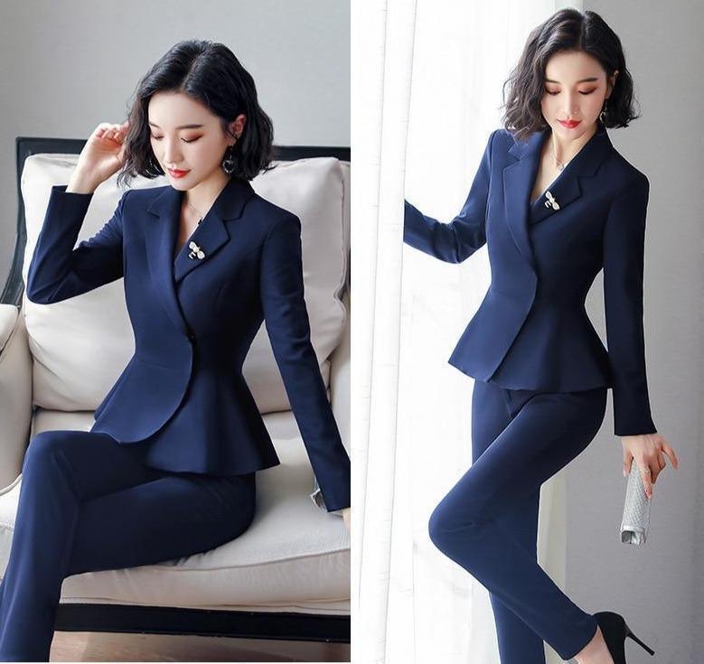 Trouser Suit Womens Suits Blazer with Pants Female Business Suit Ladies  Formal Pant Suits for Weddings 2 Piece Sets