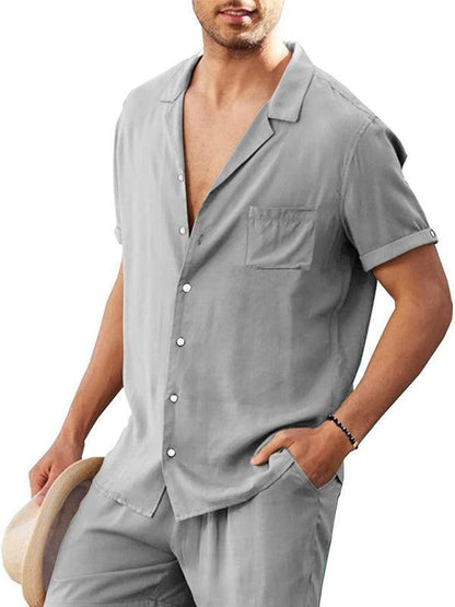 Linen Men Shorts Outfit Set-LeStyleParfait