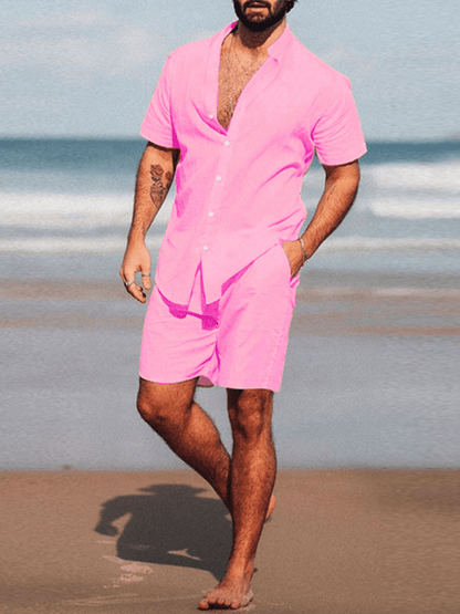 Men’s Casual Long-Sleeve Shorts Set-LeStyleParfait