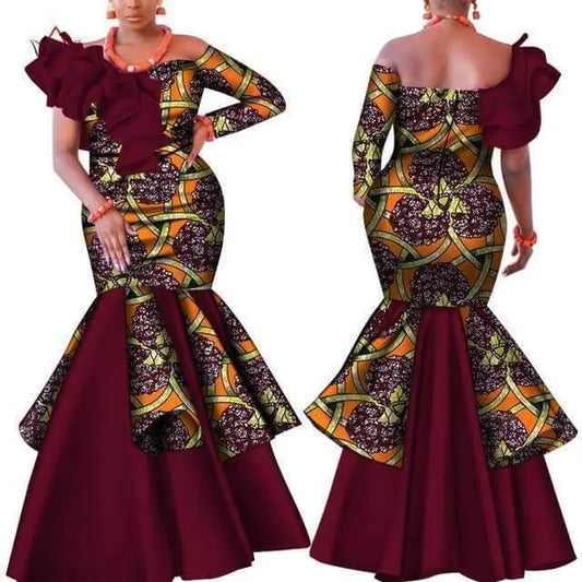 African Dress Brown Prints-LeStyleParfait