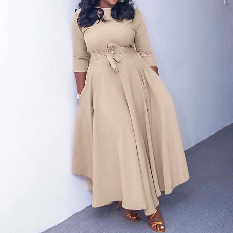 Belted Plus Size Maxi Dress - Maxi Dress - LeStyleParfait