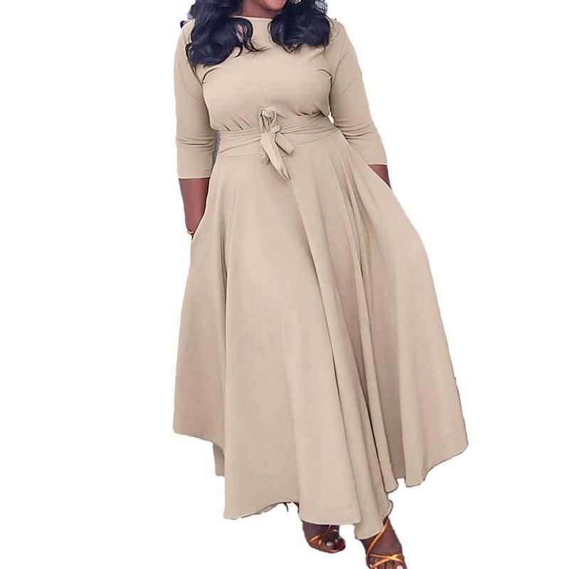 Belted Plus Size Maxi Dress - Maxi Dress - LeStyleParfait