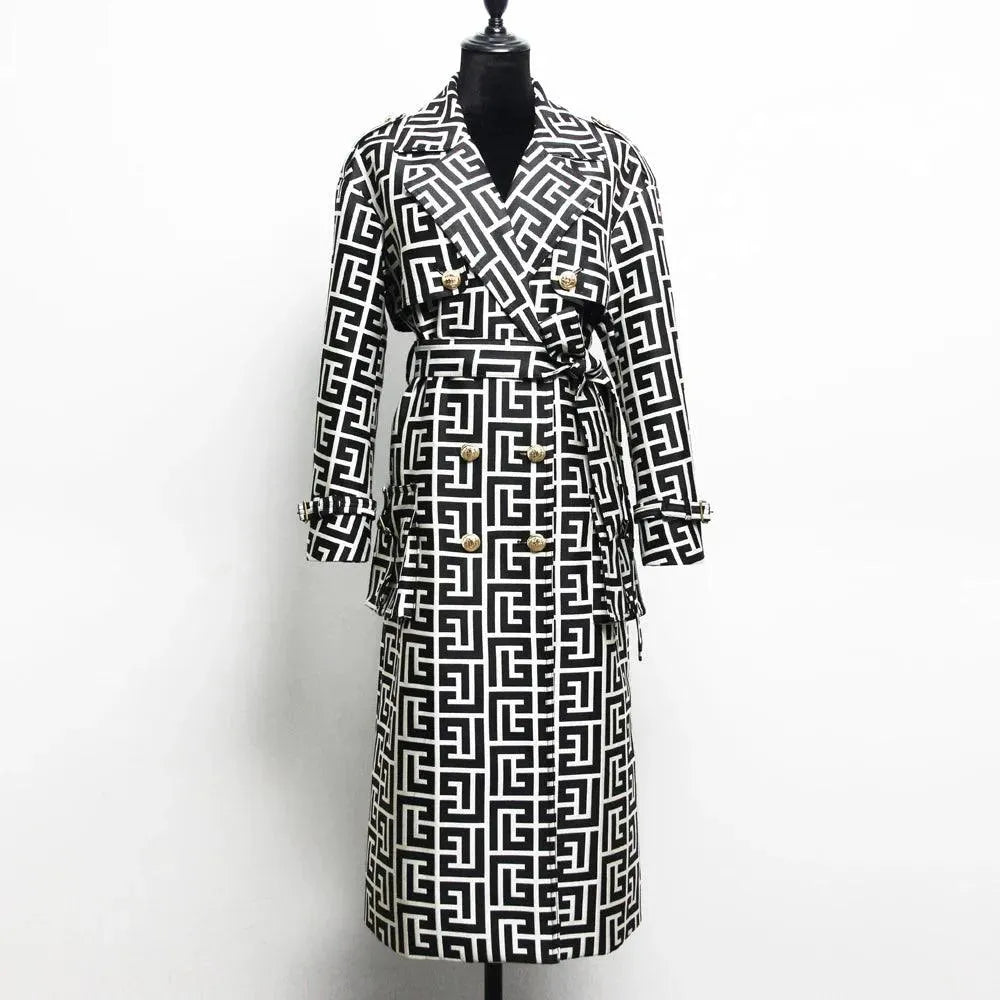 Belted Print Women's Trench Coat - Overcoat - LeStyleParfait