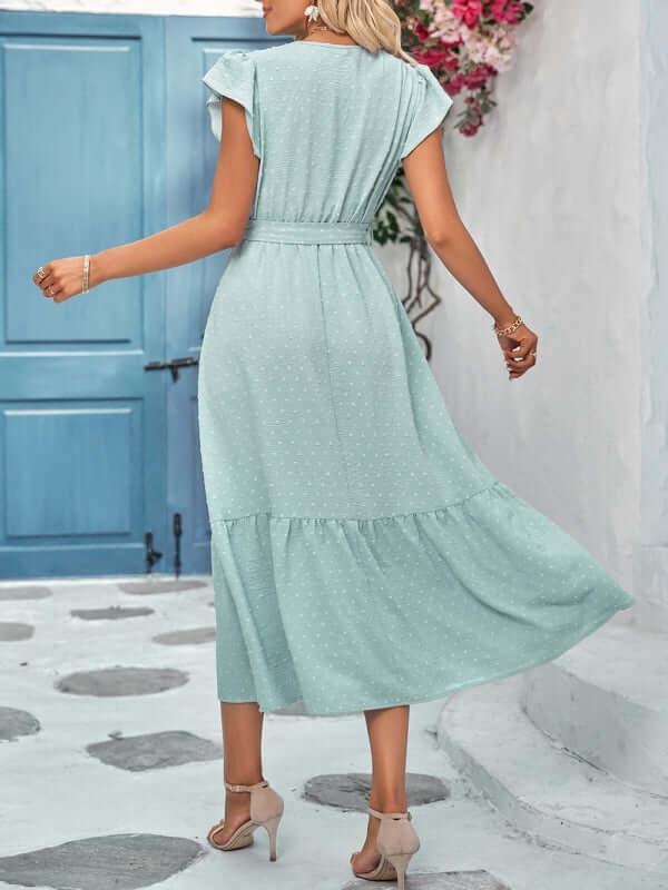 Belted Short Sleeve Maxi Dress - Dress - LeStyleParfait