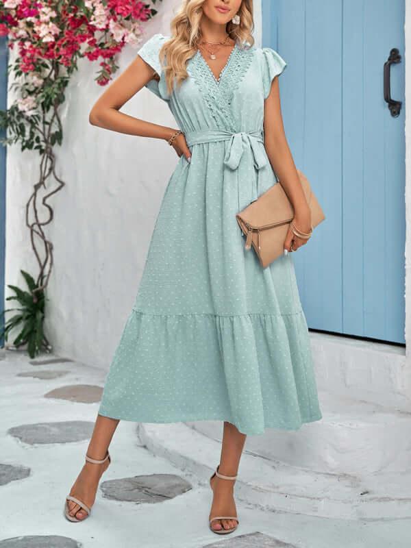 Belted Short Sleeve Maxi Dress - Dress - LeStyleParfait