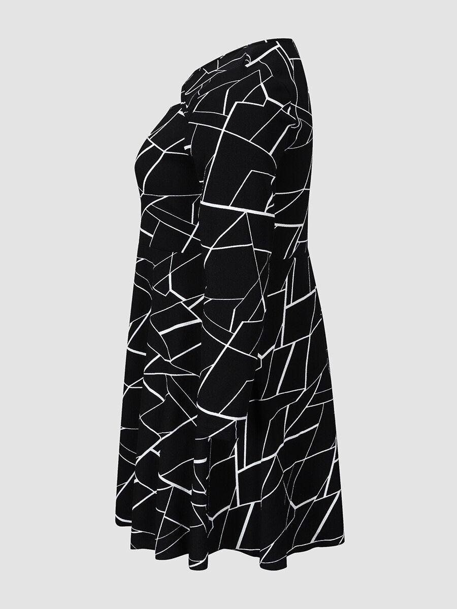 Black Irregular Geometric Plus size Dress - Dress - LeStyleParfait