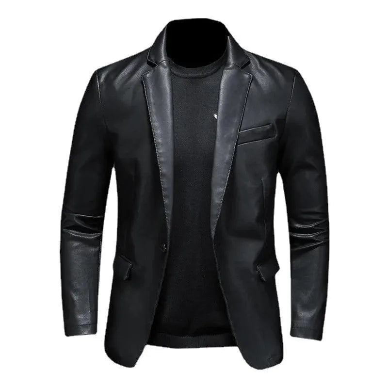 Black PU Leather Blazer for Men - Leather Blazer - LeStyleParfait