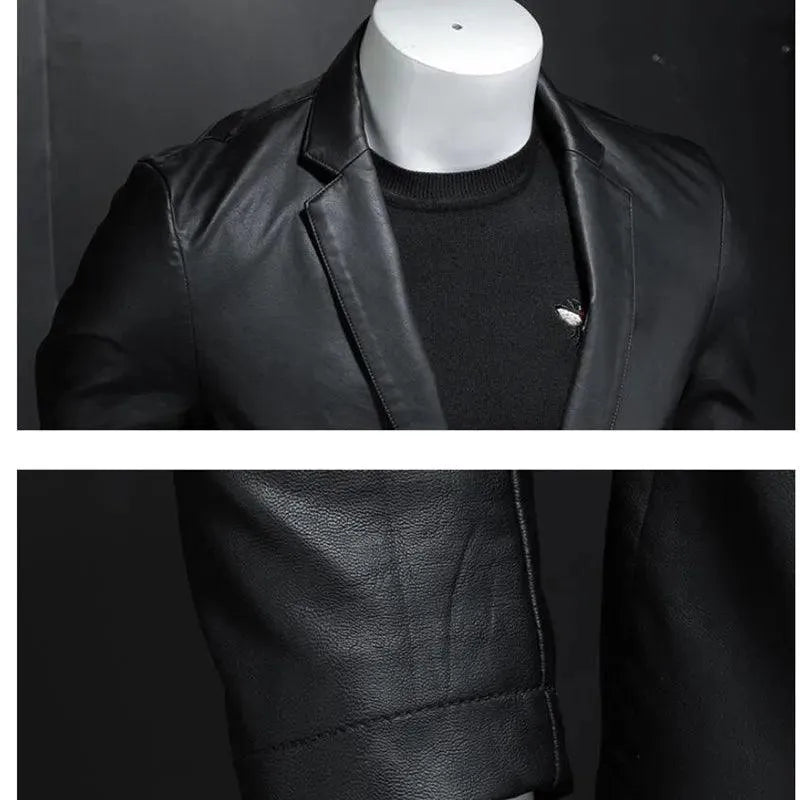 Black PU Leather Blazer for Men - Leather Blazer - LeStyleParfait