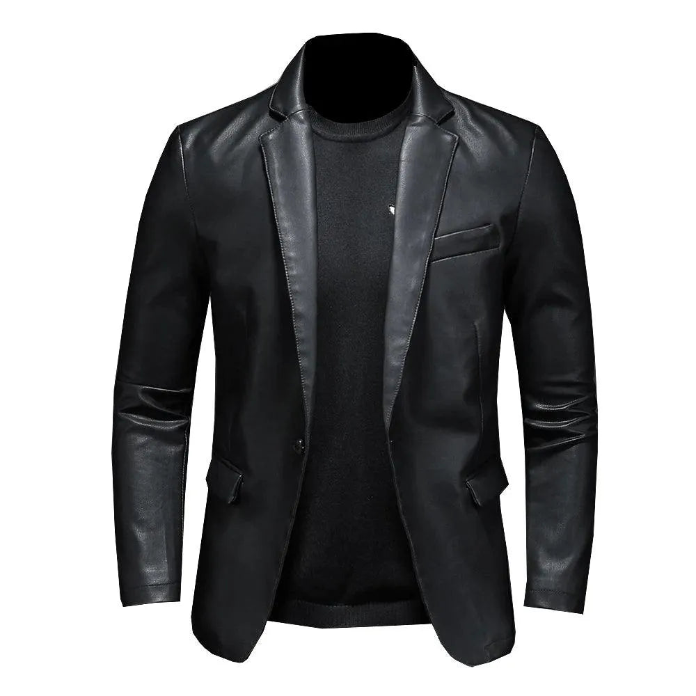 Black PU Leather Blazer for Men - Leather Blazer - LeStyleParfait