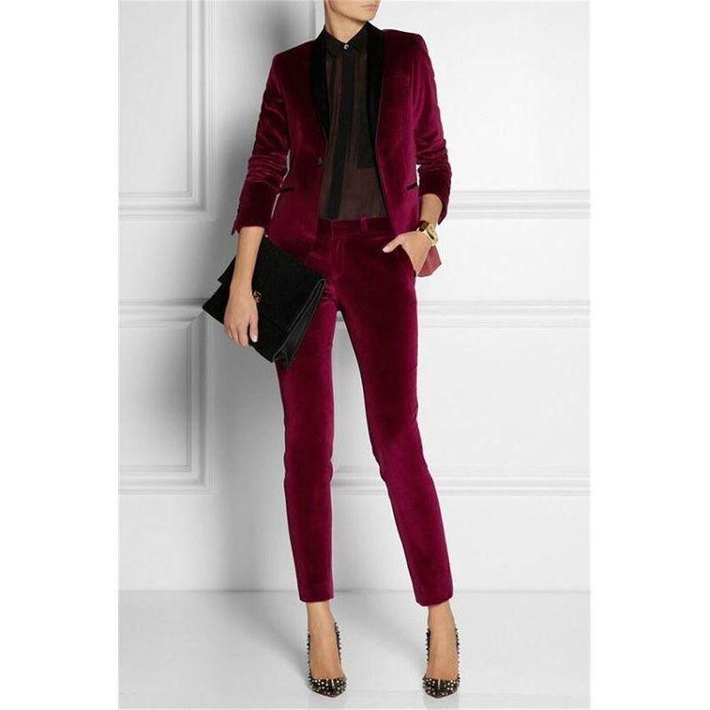 Burgundy Business Ladies Pantsuit - Pantsuit - LeStyleParfait