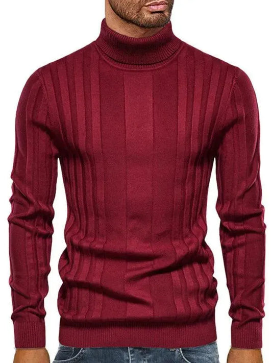 LeStyleParfait Men's Sweaters Casual Turtleneck Sweater, Pullover Plain-Solid Turtleneck Long Sleeves-Pullover Sweater