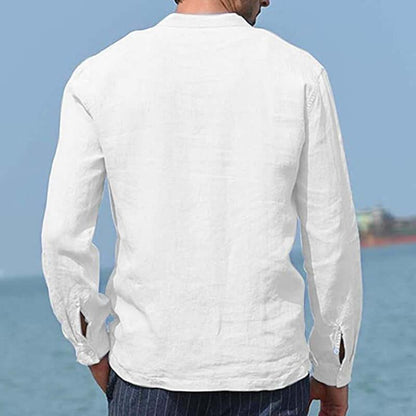 Casual Long Sleeve Linen Men Shirt - Linen Shirt - LeStyleParfait