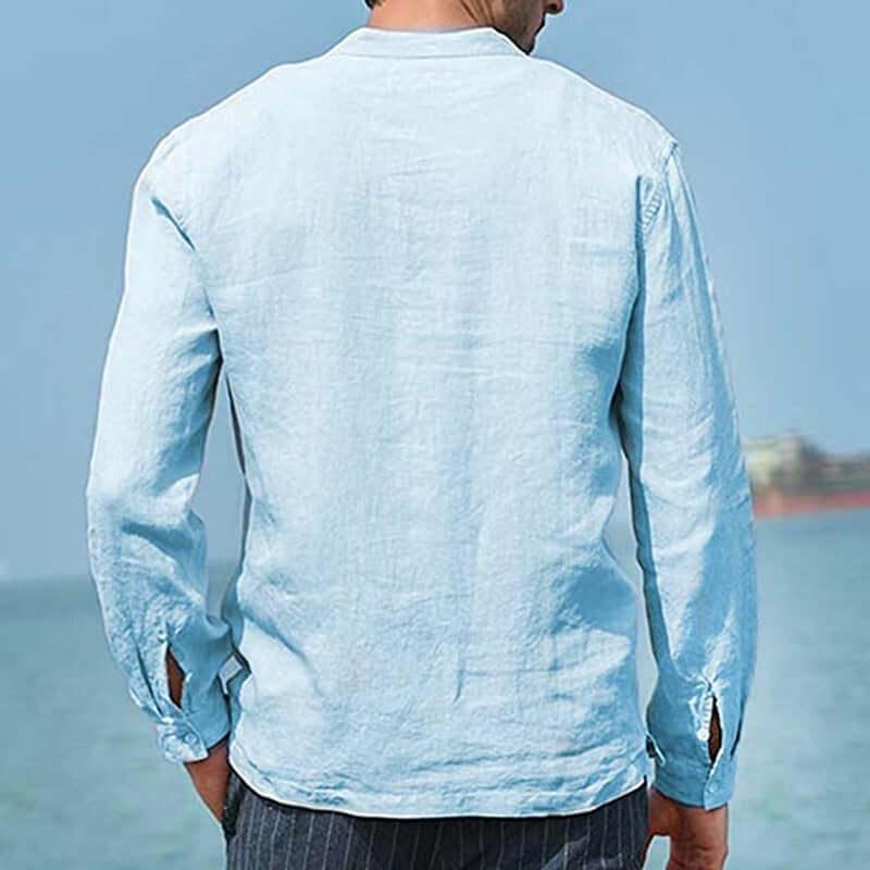 Casual Long Sleeve Linen Men Shirt - Linen Shirt - LeStyleParfait