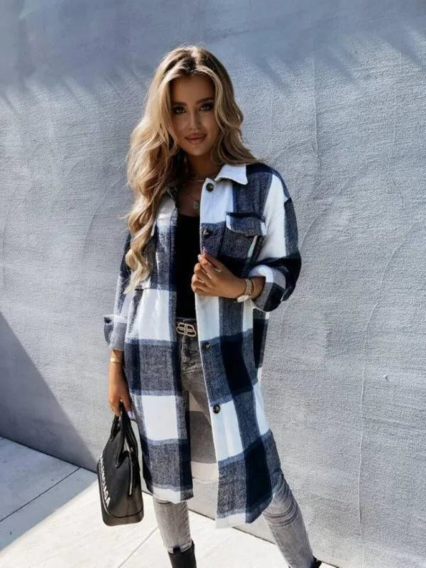 Casual Plaid Loose Women's Shirt Jacket - Shacket - LeStyleParfait