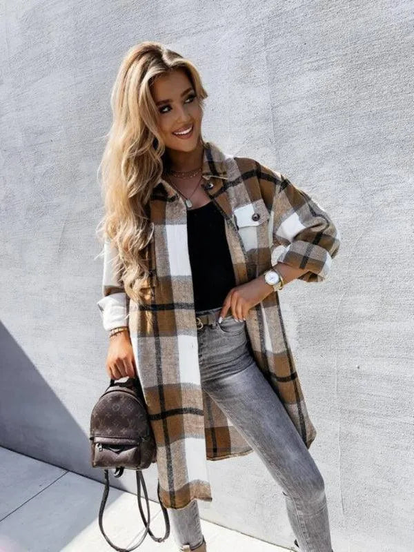 Casual Plaid Loose Women's Shirt Jacket - Shacket - LeStyleParfait