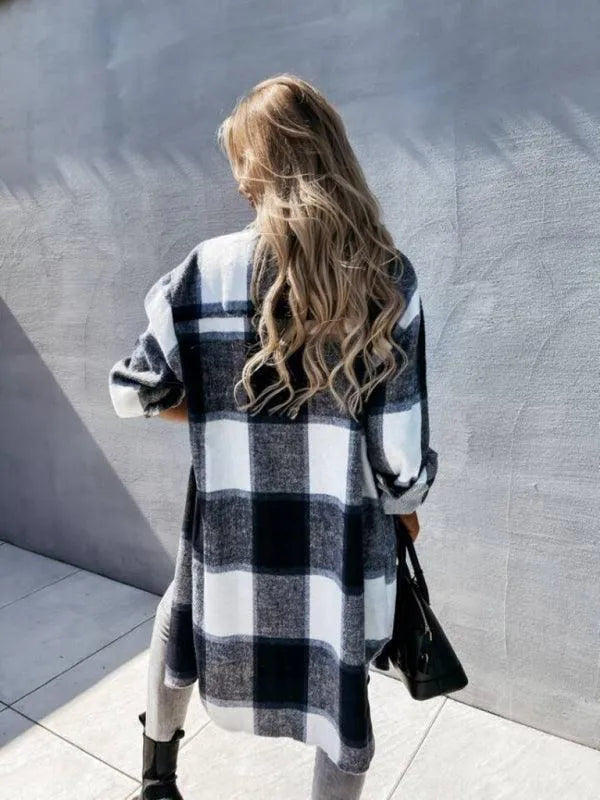 Casual Plaid Loose Women's Shirt Jacket - Shacket - LeStyleParfait