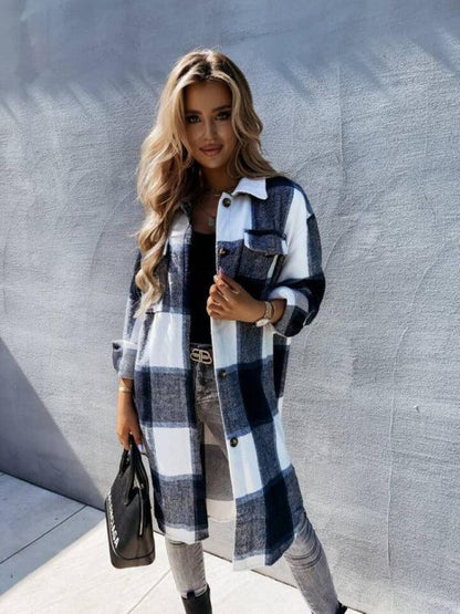 Casual Plaid Loose Women's Shirt Jacket-Shacket-LeStyleParfait