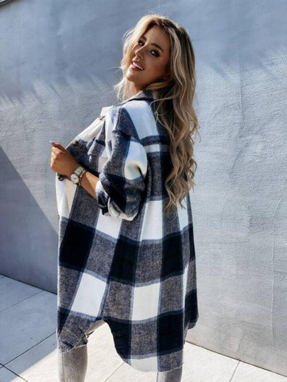 Casual Plaid Loose Women's Shirt Jacket-Shacket-LeStyleParfait