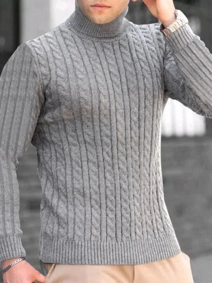 Casual Tight Stretch Men Sweater Turtleneck - Pullover Sweater - LeStyleParfait