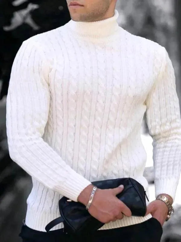 Casual Tight Stretch Men Sweater Turtleneck - Pullover Sweater - LeStyleParfait