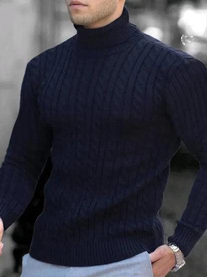 Casual Tight Stretch Men Sweater Turtleneck - Pullover Sweater - LeStyleParfait