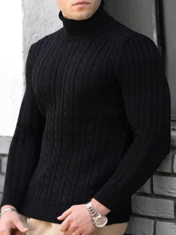 Casual Tight Stretch Men Sweater Turtleneck - Pullover Sweater - LeStyleParfait