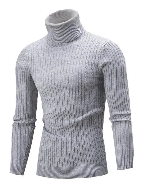 Casual Tight Stretch Men Sweater Turtleneck - Pullover Sweater - LeStyleParfait