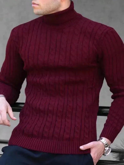 Casual Tight Stretch Men Sweater Turtleneck - Pullover Sweater - LeStyleParfait