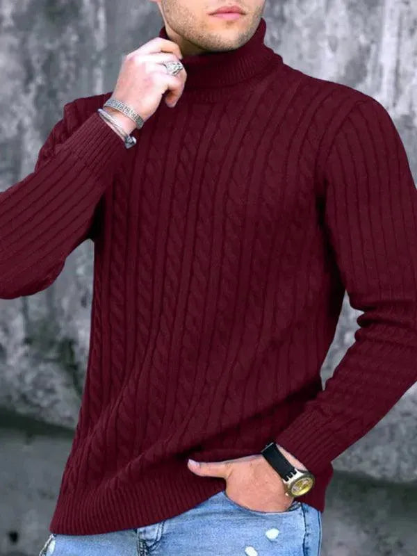 Casual Tight Stretch Men Sweater Turtleneck - Pullover Sweater - LeStyleParfait