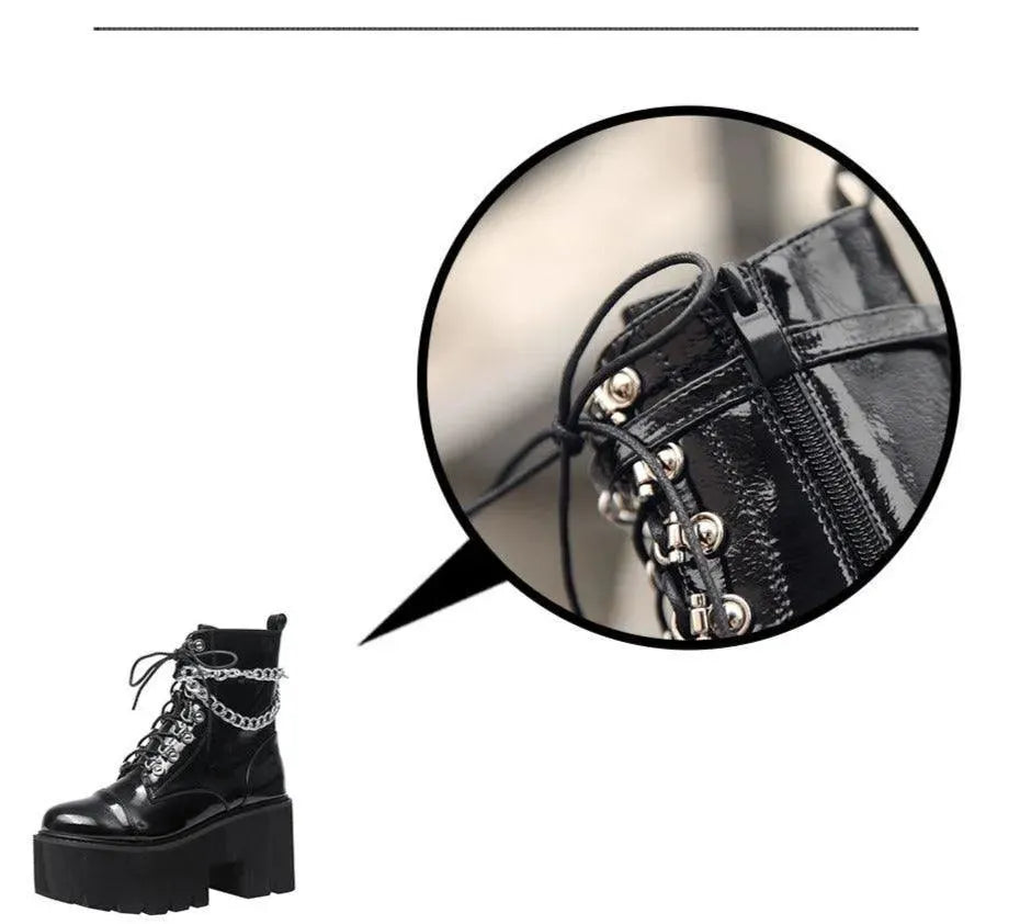 Chains Chunky Platform Boots - Boots - LeStyleParfait