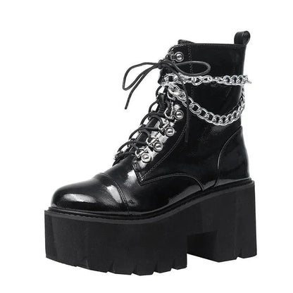 Chains Chunky Platform Boots - Boots - LeStyleParfait