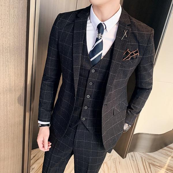 Buy Checked Three Piece Suit at LeStyleParfait