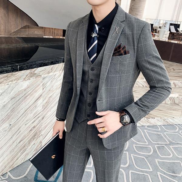 Buy Checked Three Piece Suit at LeStyleParfait