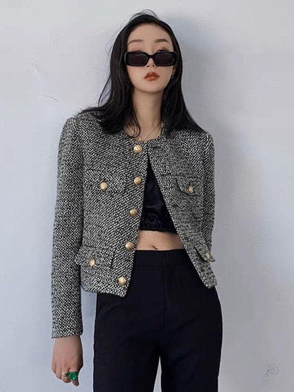 Chic Multipocket Women's Tweed Jacket - Tweed Blazer - LeStyleParfait