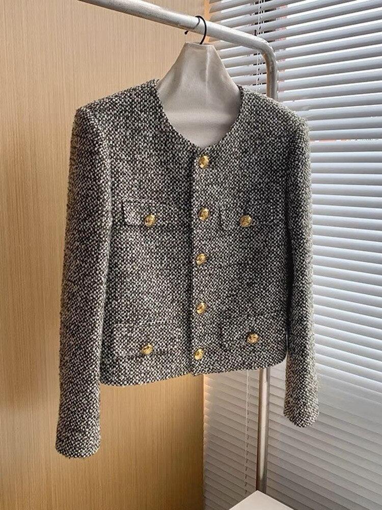 Chic Multipocket Women's Tweed Jacket - Tweed Blazer - LeStyleParfait