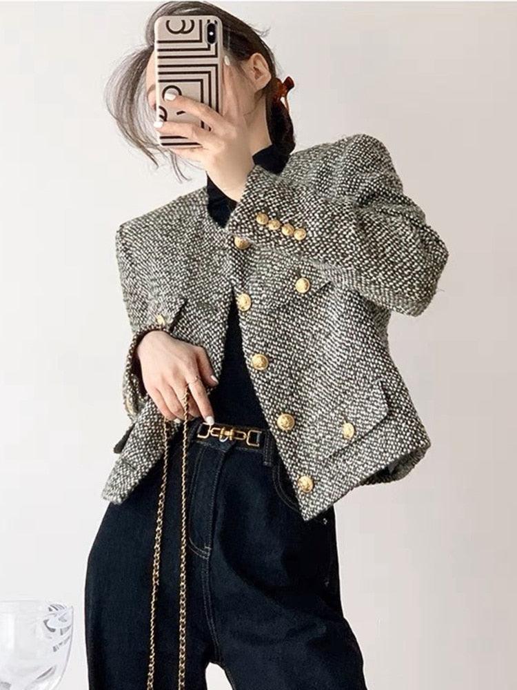 Chic Multipockets Tweed Jacket - Tweed Blazer - LeStyleParfait