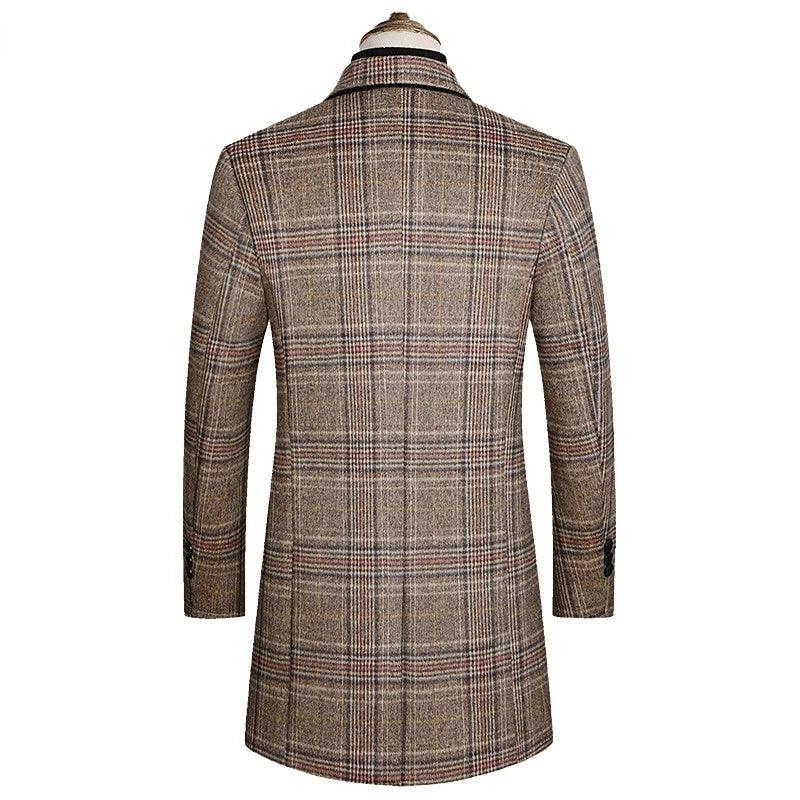 Classic Plaid Men Overcoat-Plaid Overcoat-LeStyleParfait