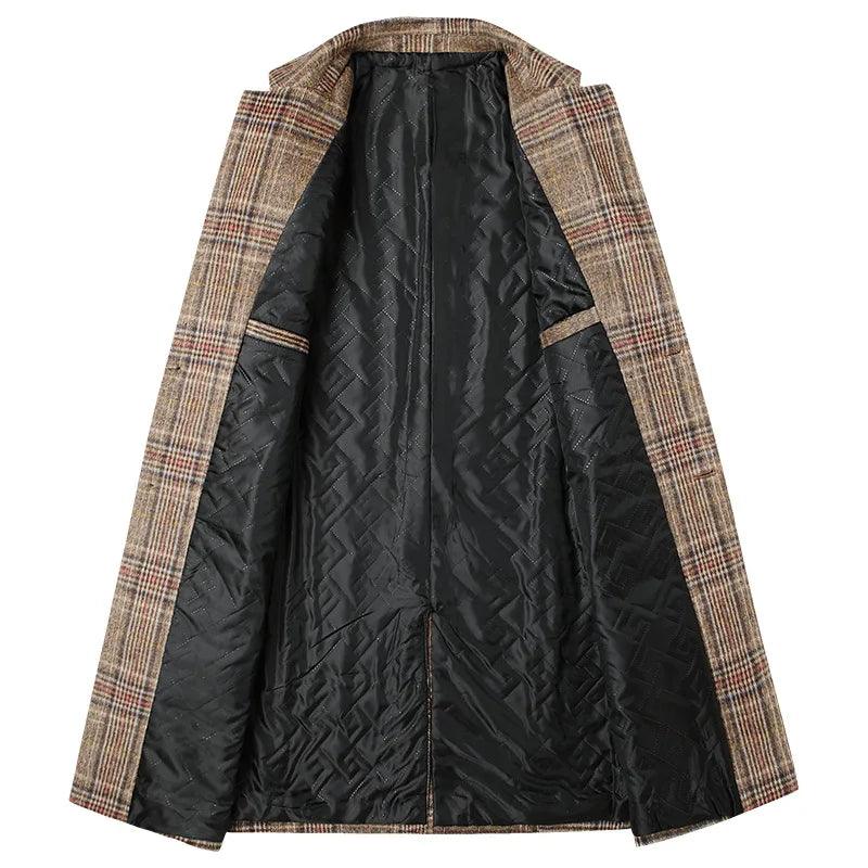 Classic Plaid Men Overcoat-Plaid Overcoat-LeStyleParfait