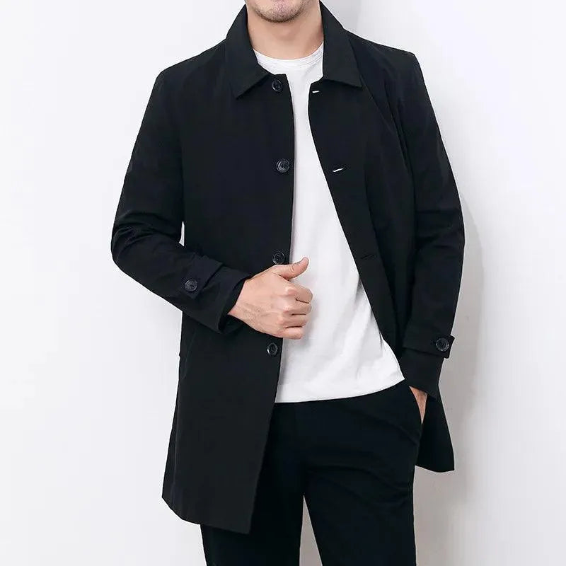 Classic Single-Breasted Men Trench Coat - Trench Coat - LeStyleParfait