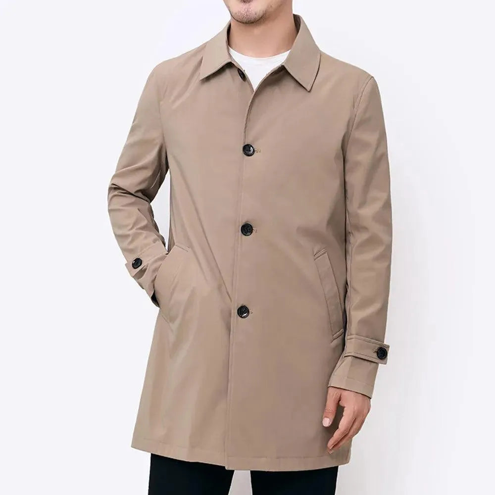 Classic Single-Breasted Men Trench Coat - Trench Coat - LeStyleParfait