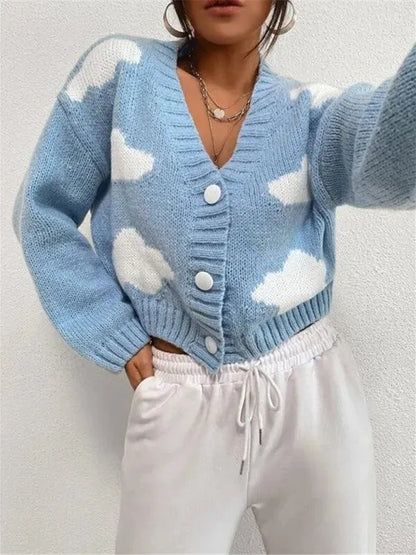 Cloud Crop Women Cardigan Sweater - Cardigan Sweater - LeStyleParfait