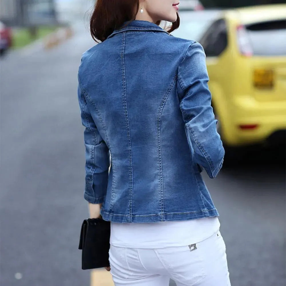 Denim Jean Blazer Women - Casual - Plain-Solid - Denim Blazer - LeStyleParfait