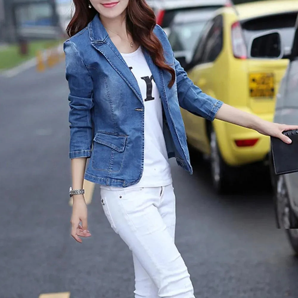 Denim Jean Blazer Women - Casual - Plain-Solid - Denim Blazer - LeStyleParfait