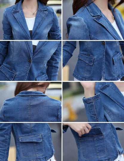 Denim Jean Blazer Women - Casual - Plain-Solid - Denim Blazer - LeStyleParfait