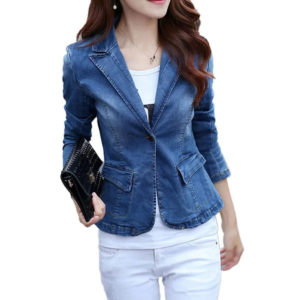 Denim Jean Blazer Women - Casual - Plain-Solid - Denim Blazer - LeStyleParfait