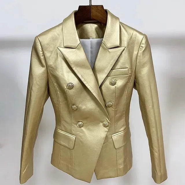 Designer Leather Blazer Women - Casual - Plain-Solid - Leather Blazer - LeStyleParfait