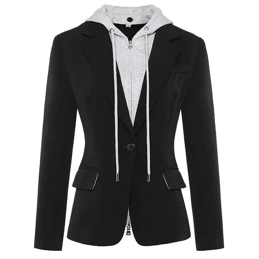 Detachable Hooded Blazer Women - Casual - Plain-Solid - Women's Blazer - LeStyleParfait