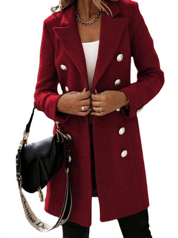 Double-Breasted Women Woolen Coat-Woolen Coat-LeStyleParfait