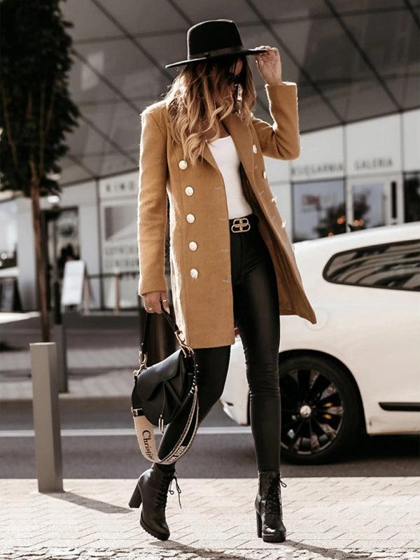 Double-Breasted Women Woolen Coat-Woolen Coat-LeStyleParfait