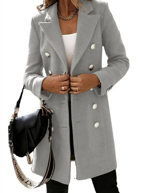 Double-Breasted Women Woolen Coat - Woolen Coat - LeStyleParfait